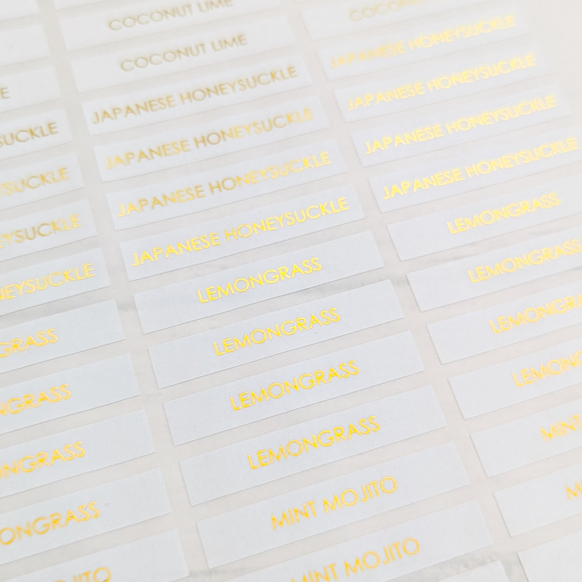 E&L Designs Small Scent Stickers for Candles - White with Foil