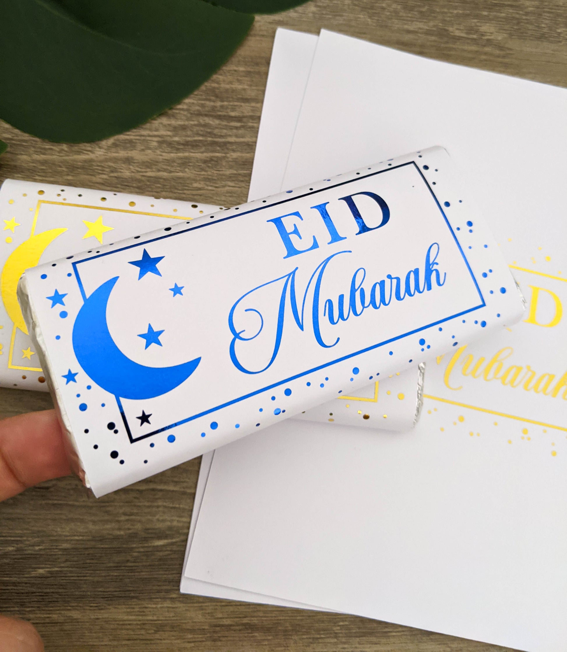 E&L Designs Stars and Moon Foil Eid Chocolate Wrappers, Set of 10