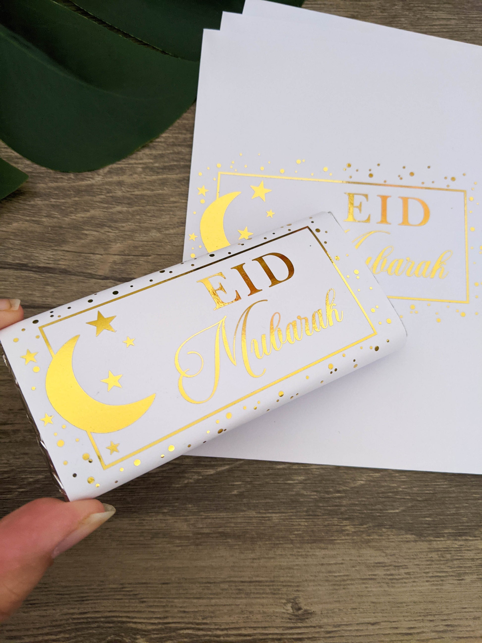 E&L Designs Stars and Moon Foil Eid Chocolate Wrappers, Set of 10