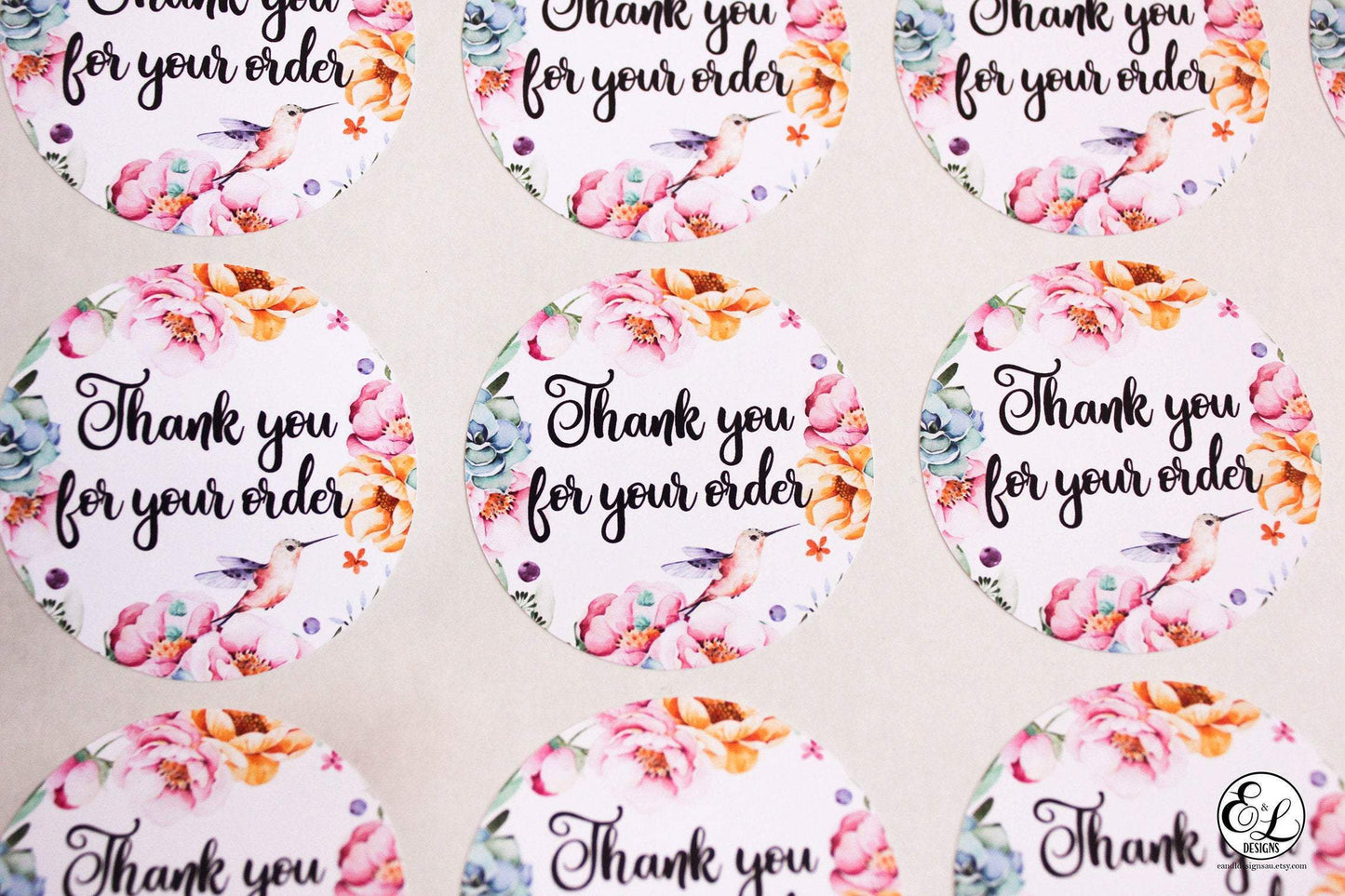 E&L Designs Thank You For Your Order Stickers for Business - Pack of 24