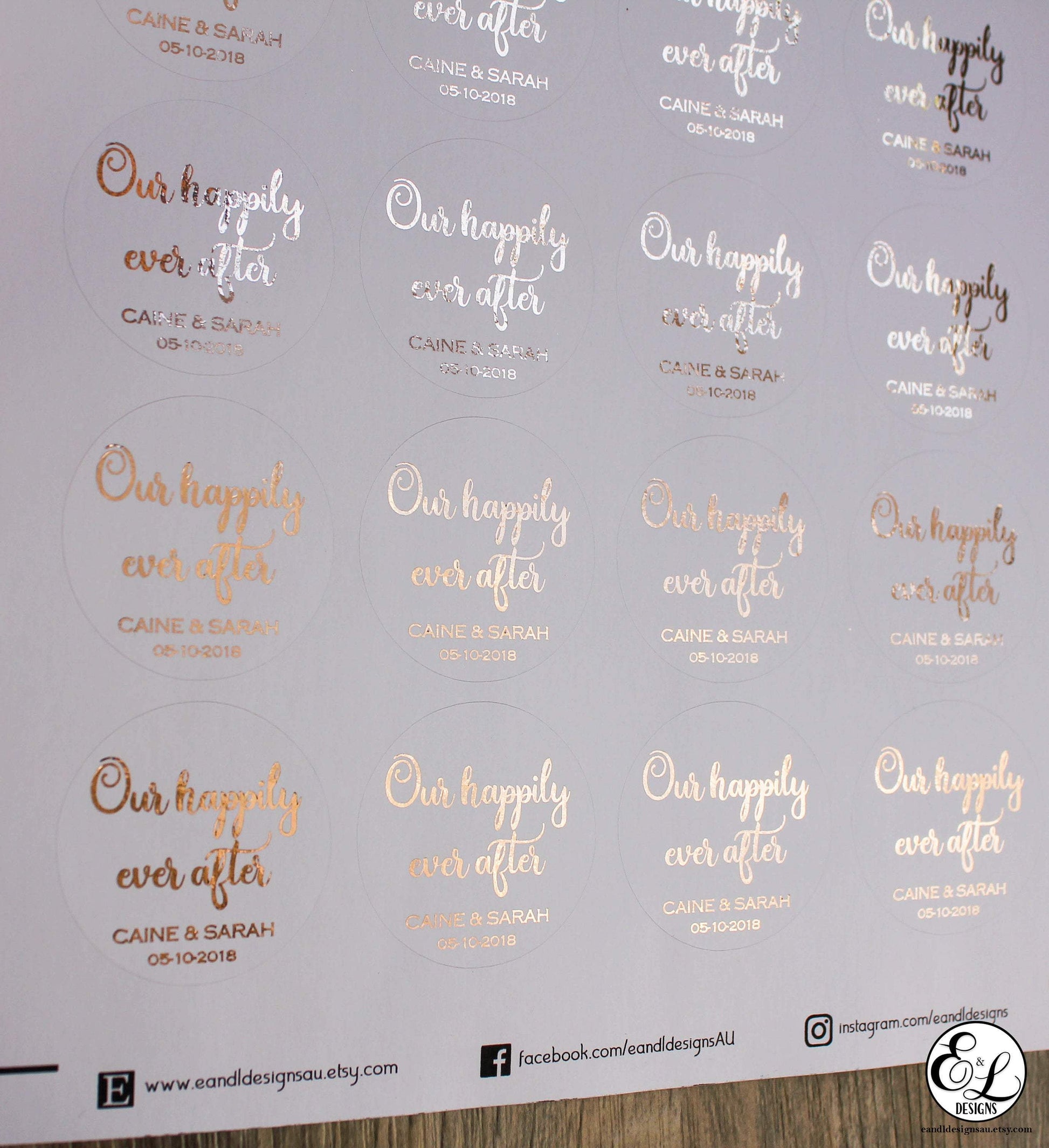 E&L Designs Thank You Wedding Foiled Stickers