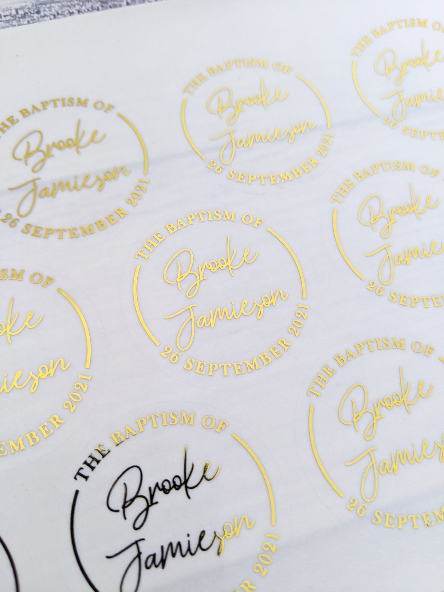 E&L Designs The Baptism of, Clear Foiled Stickers