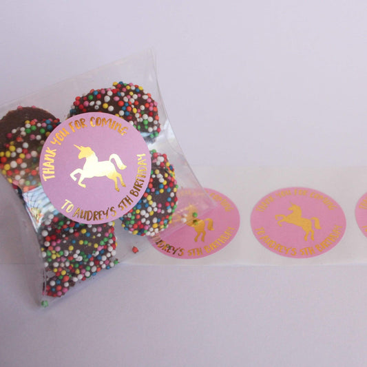 E&L Designs Unicorn Personalised Foil Stickers - Unicorn Theme