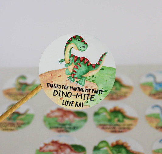 E&L Designs Watercolour Dinosaur Birthday Theme Stickers - Dinosaur Theme
