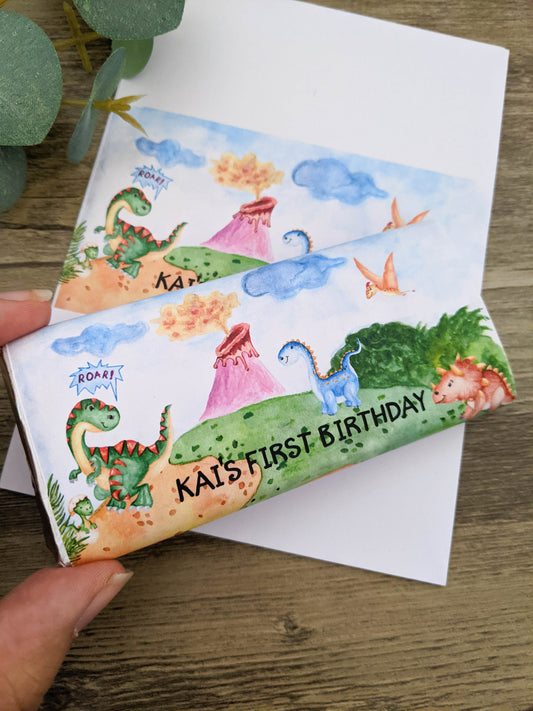 E&L Designs Watercolour Dinosaur Chocolate Wrappers, Set of 10
