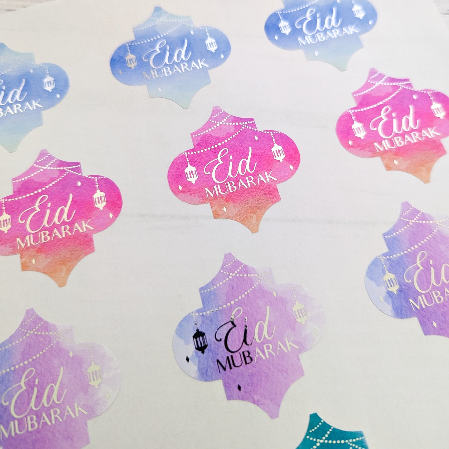E&L Designs Watercolour Eid Mubarak Stickers, Arabesque