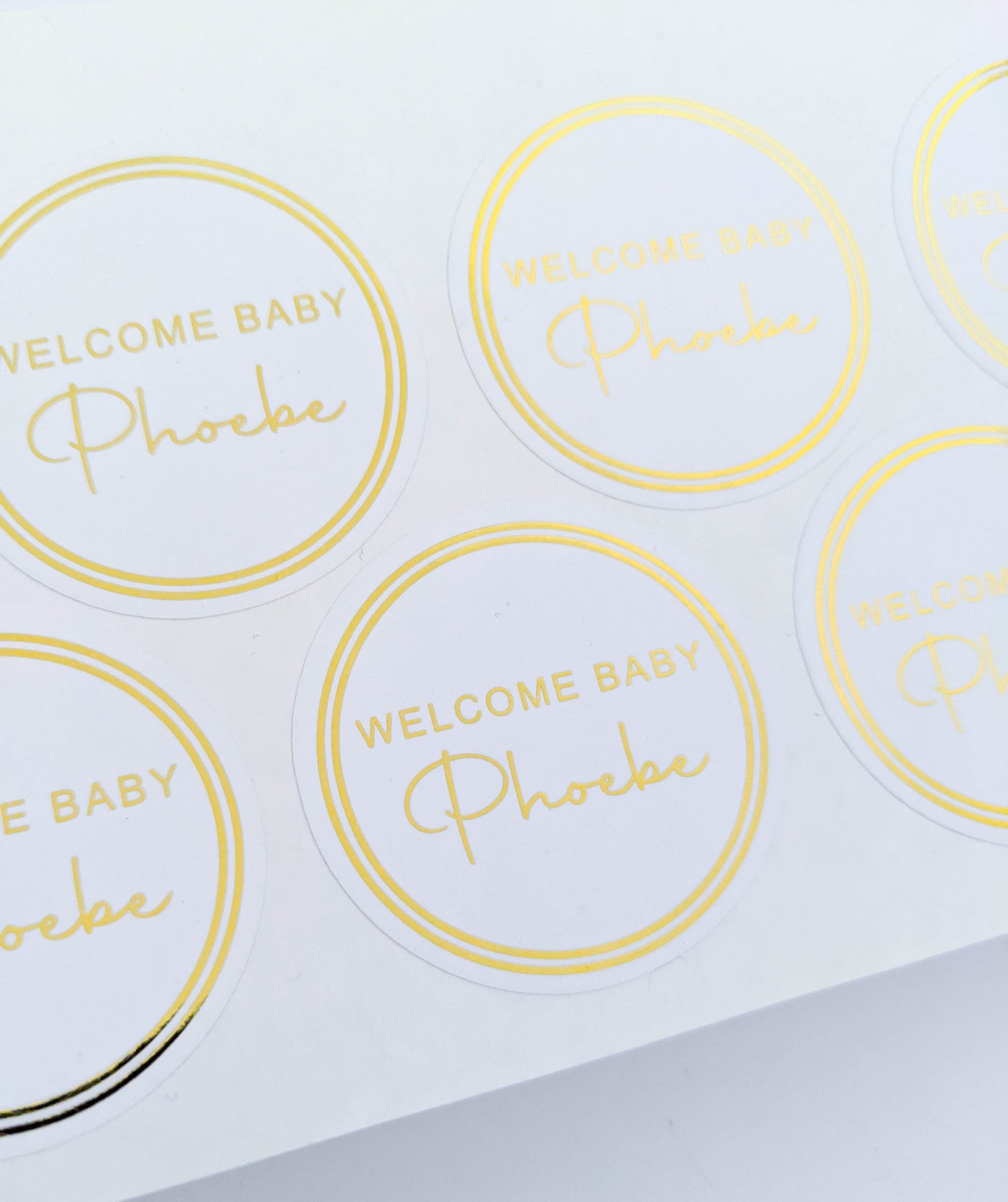 E&L Designs Welcome Baby White Foil Stickers