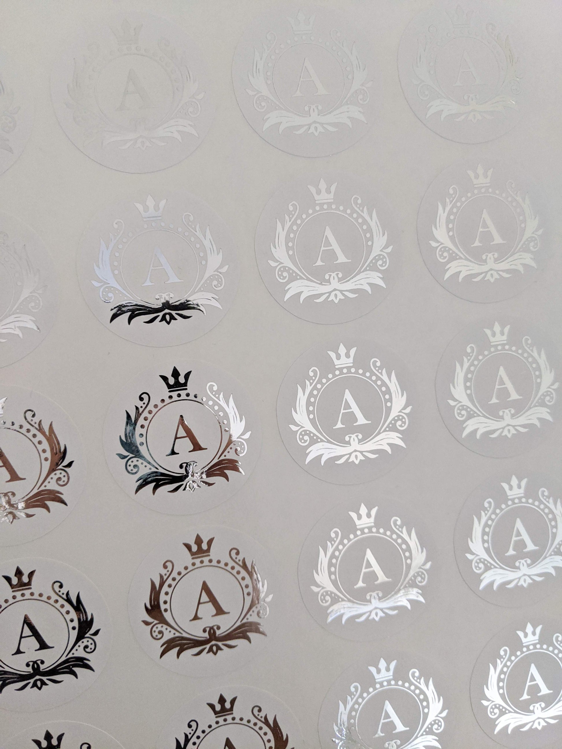 E&L Designs White Foil Monogram Flourish Stickers