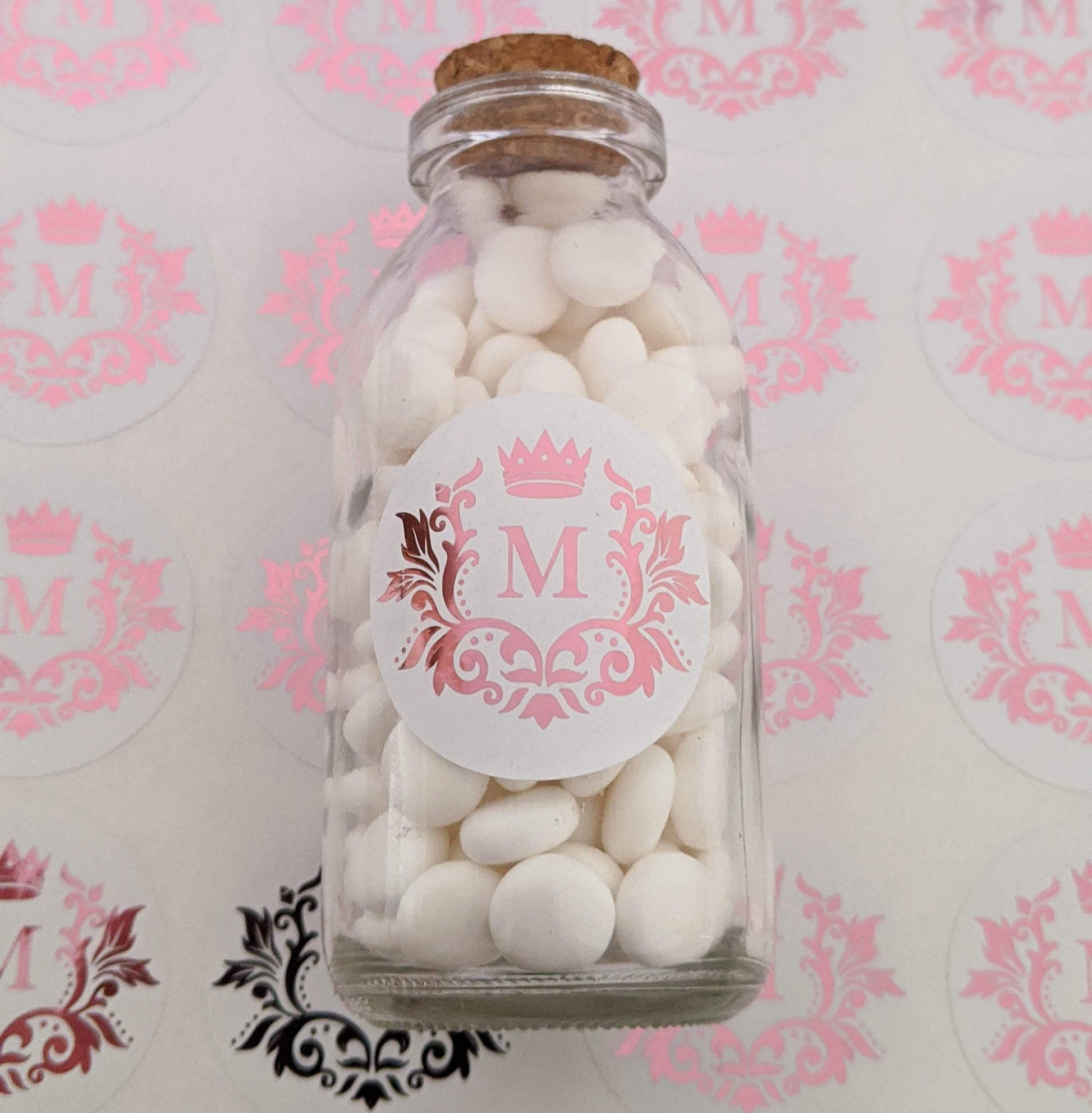 E&L Designs White Foil Monogram Flourish Stickers