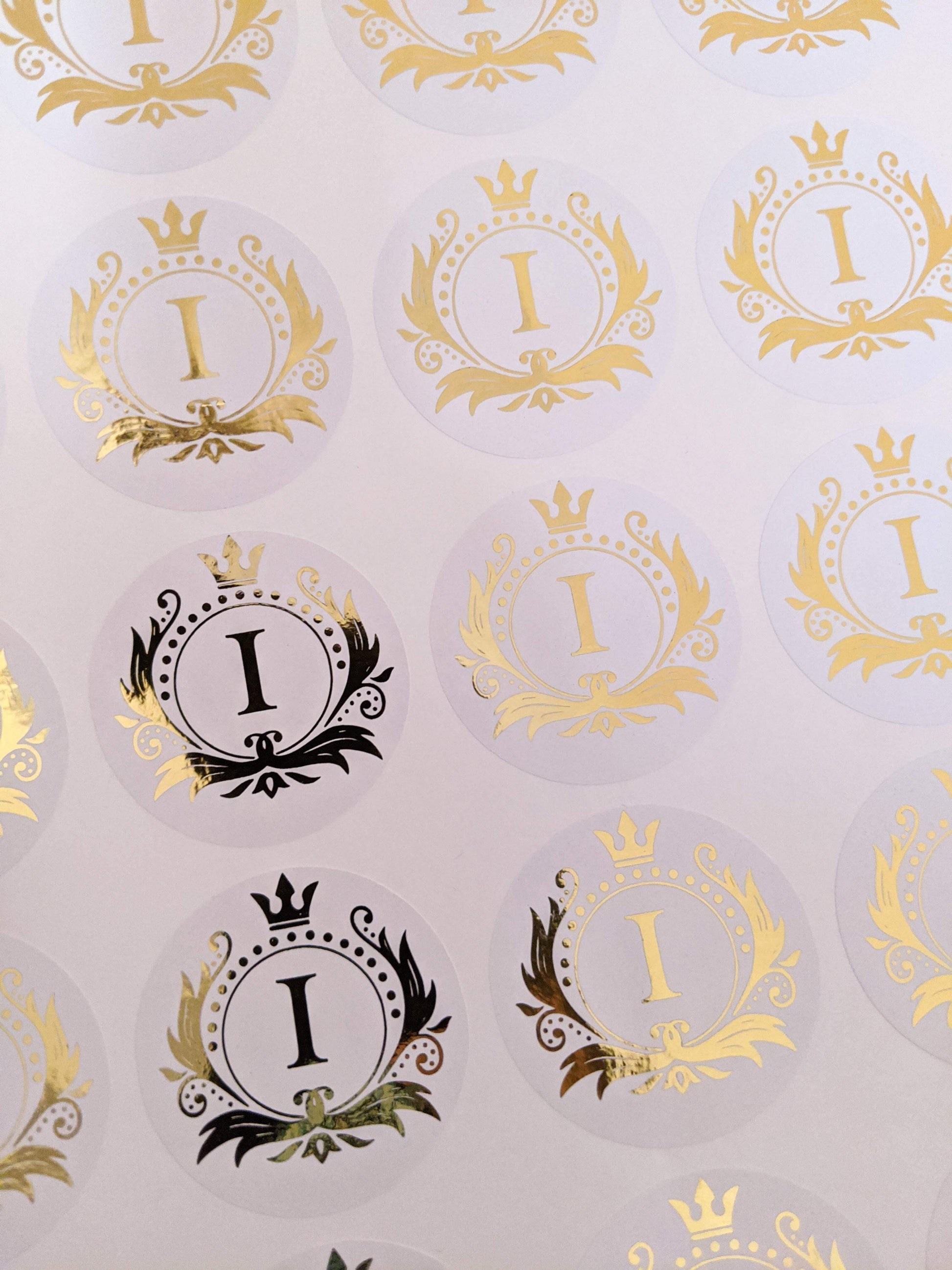 E&L Designs White Foil Monogram Flourish Stickers