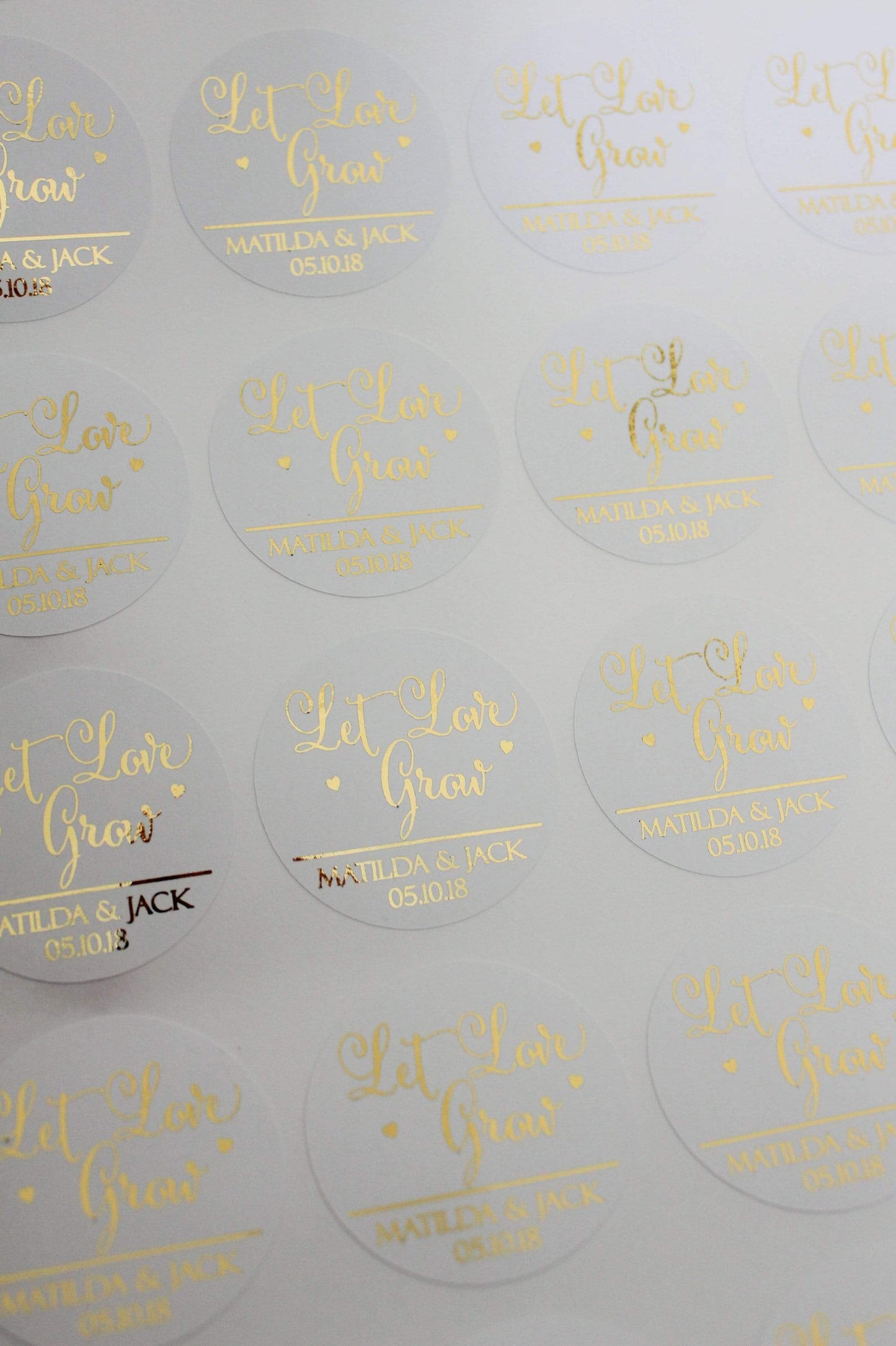 E&L Designs Matte White Foiled Wedding Stickers