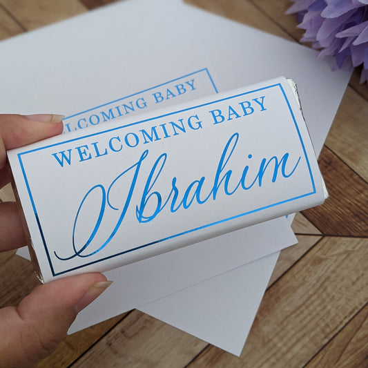 E&L Designs White Welcome Baby Chocolate Wrappers, Set of 10