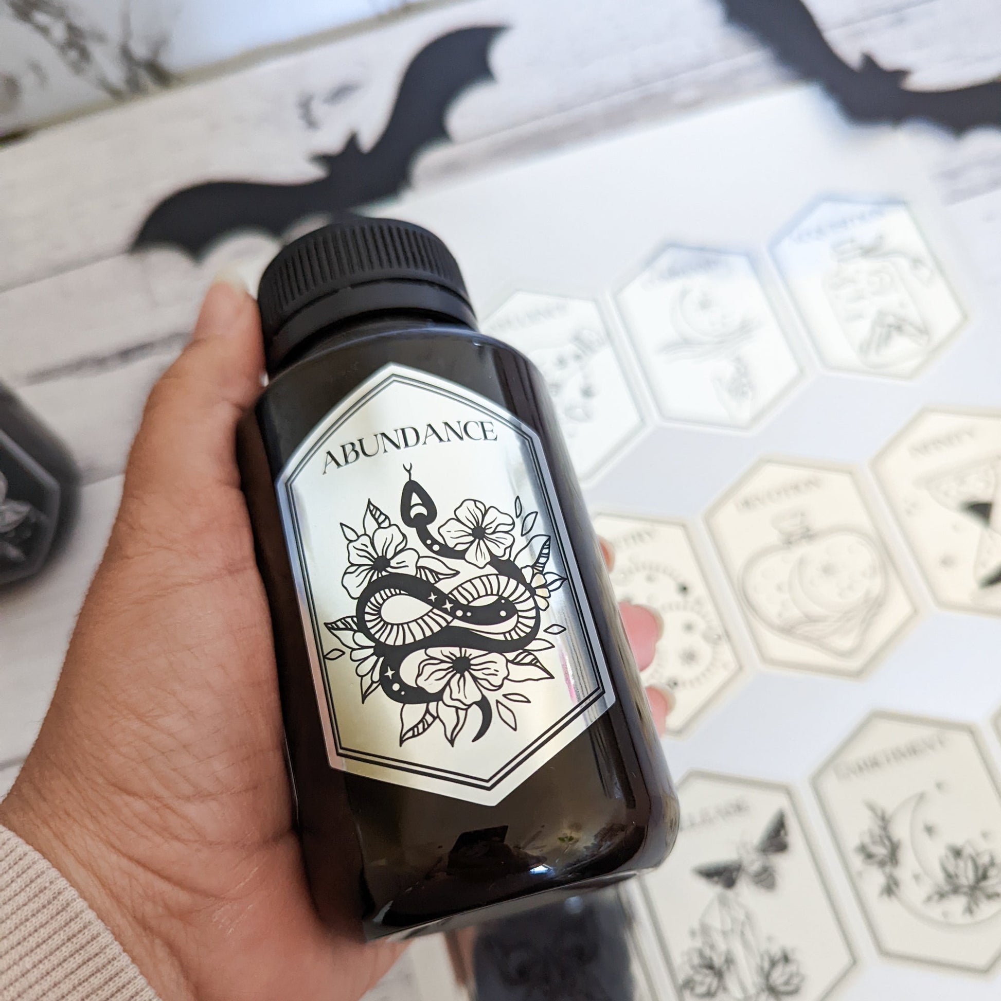 E&L Designs Wiccan Mystic Jar Labels x 12 - Silver, Halloween DIY