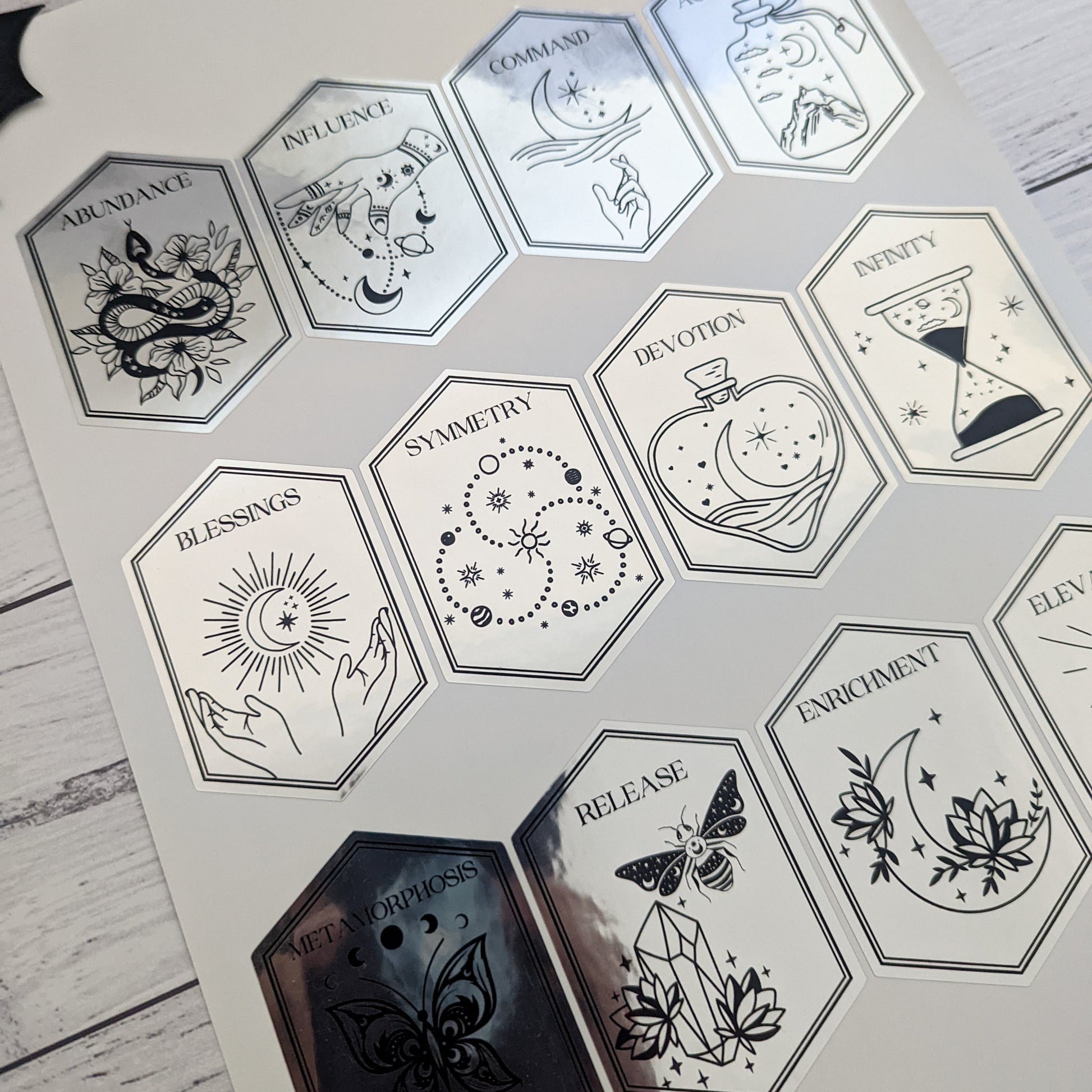 E&L Designs Wiccan Mystic Jar Labels x 12 - Silver, Halloween DIY