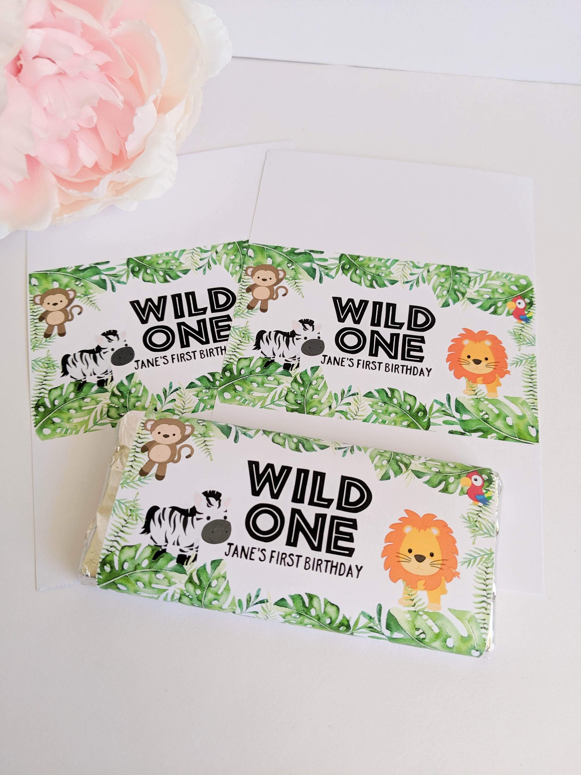 E&L Designs Wild One Jungle Chocolate Wrappers