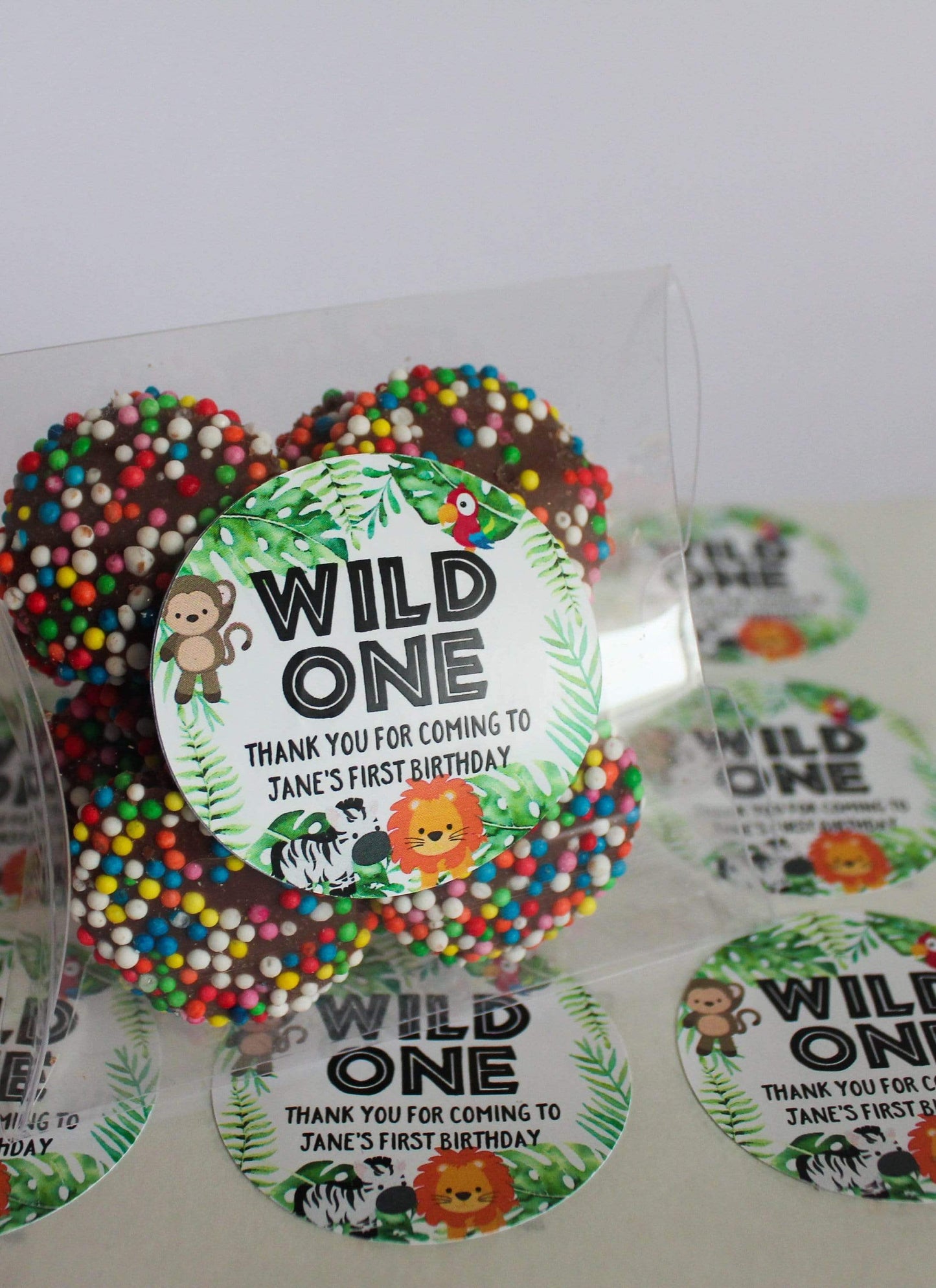 E&L Designs Jungle Safari Animal Wild One Personalised Stickers