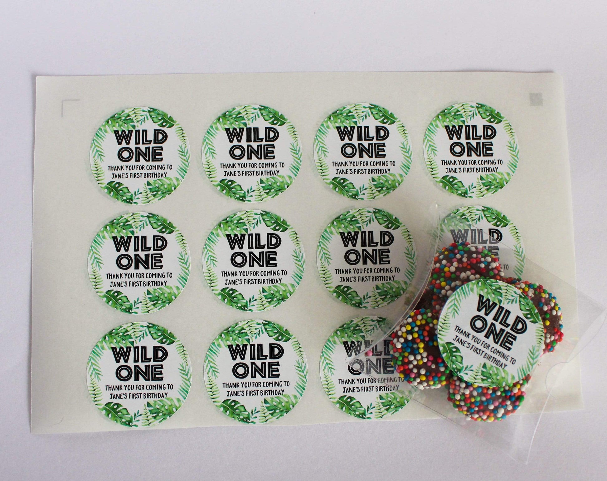 E&L Designs Wild One with Leaves Personalised Sticker